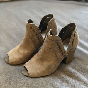 Women’s Fergalicious peep toe shoe bootie